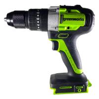 Ударная дрель-шуруповерт Greenworks GD24DD60k2, 24v, 60 Нм, в комплекте АКБ 2 А·ч и ЗУ (аккумуляторная, кейс)