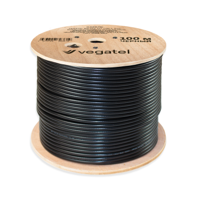 Коаксиальный кабель RG-213 Cu VEGATEL, PVC, черный, 100 м