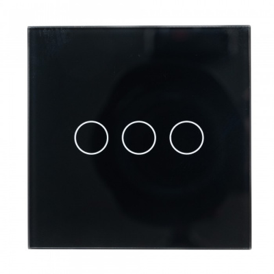 Умный выключатель чёрный (3 клавиши) Powerlite-WS3В