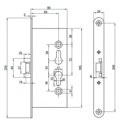 Tantos FR-7220-ZN-PB замок врезной