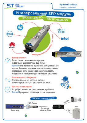 SFP модуль ST-SFP1310-50 (20/G/SC/SM)