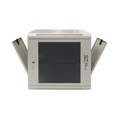 Шкаф телекоммуникационный настенный ST-NC9U01 (СЕРЫЙ)  С ПОЛКОЙ