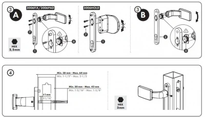 Ручка неподвижная LOCINOX 3006PAD-ALUM из анодированного алюминия