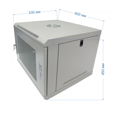 Шкаф телекоммуникационный настенный ST-NCP9U600 (СЕРЫЙ) С ПОЛКОЙ