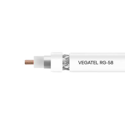 Коаксиальный кабель VEGATEL RG-58 A/U белый, 50 Ом, бухта 500 м
